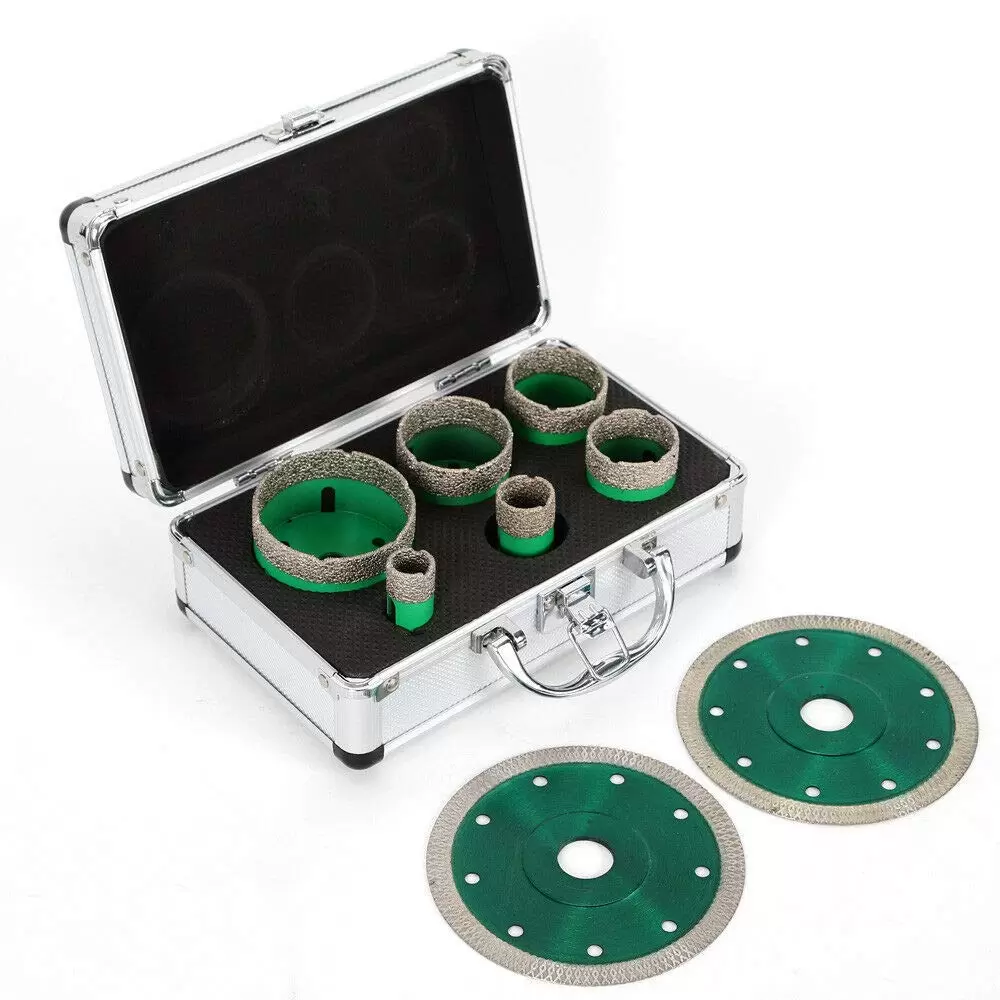 6pcs Diamantbohrer Diamant-Bohrkronen Set M14 Fliesenbohrer Feinsteinzeug kit Lochsägen+2 Kreissäge