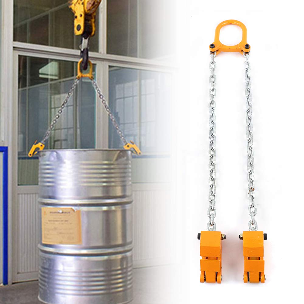 Fassheber, 2000 lbs, Kettenwickler, tragbar, Fasshebel, für Kunststoff- und Metallfässer (gelb)
