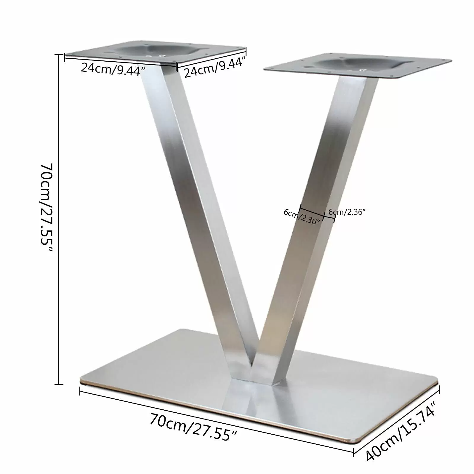 Edelstahl V-Form Tischbeine Tischfüße 70cm