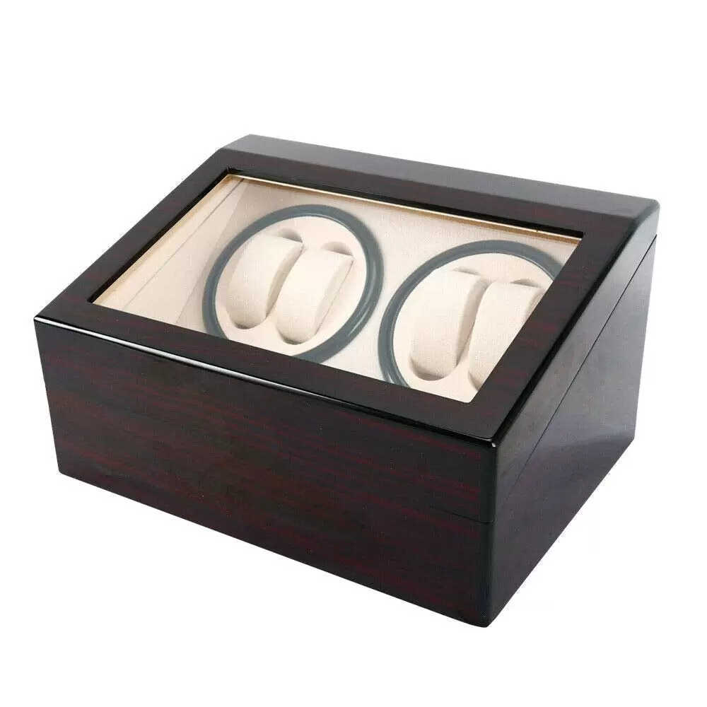 Uhrenbeweger 4+6 Automatikuhren Beweger Uhren Watch Winder Box Uhrenbox PU-Leder Schwarz