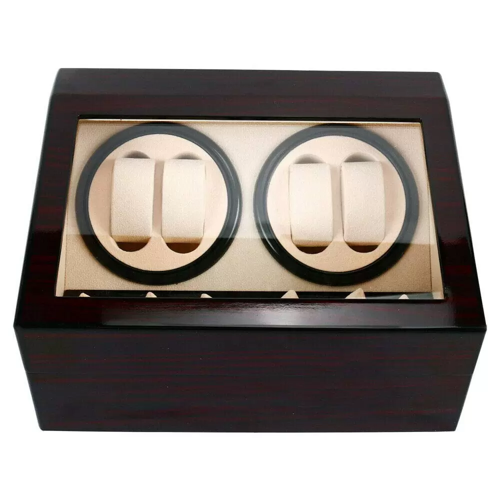 Uhrenbeweger 4+6 Automatikuhren Beweger Uhren Watch Winder Box Uhrenbox PU-Leder Schwarz