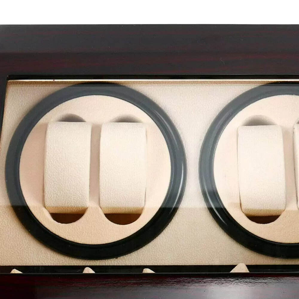 Uhrenbeweger 4+6 Automatikuhren Beweger Uhren Watch Winder Box Uhrenbox PU-Leder Schwarz
