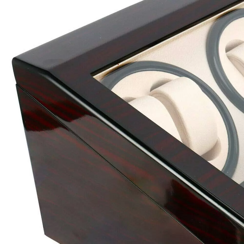 Uhrenbeweger 4+6 Automatikuhren Beweger Uhren Watch Winder Box Uhrenbox PU-Leder Schwarz