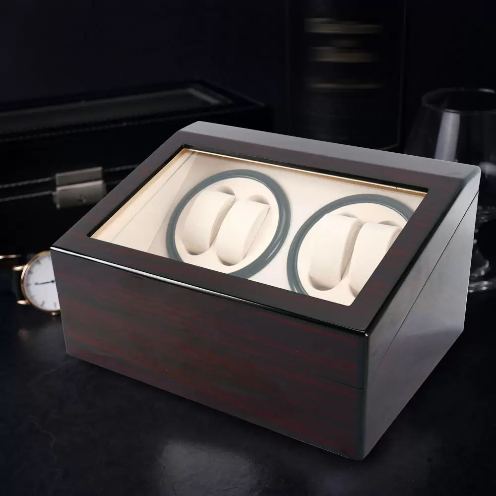 Uhrenbeweger 4+6 Automatikuhren Beweger Uhren Watch Winder Box Uhrenbox PU-Leder Schwarz