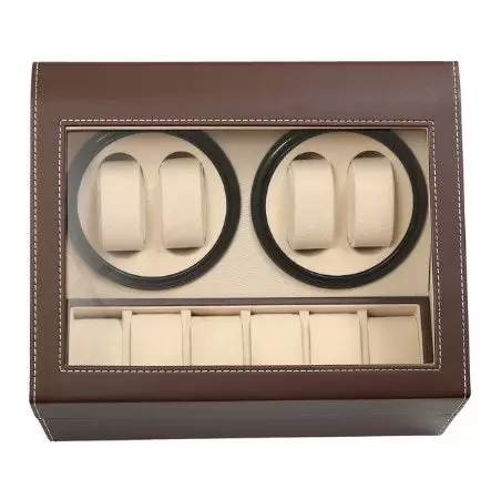 Uhrenbeweger 4+6 Automatikuhren Beweger Uhren Watch Winder Box Uhrenbox PU-Leder Schwarz