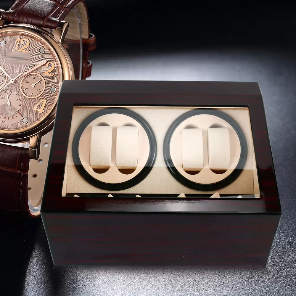 Uhrenbeweger 4+6 Automatikuhren Beweger Uhren Watch Winder Box Uhrenbox PU-Leder Schwarz