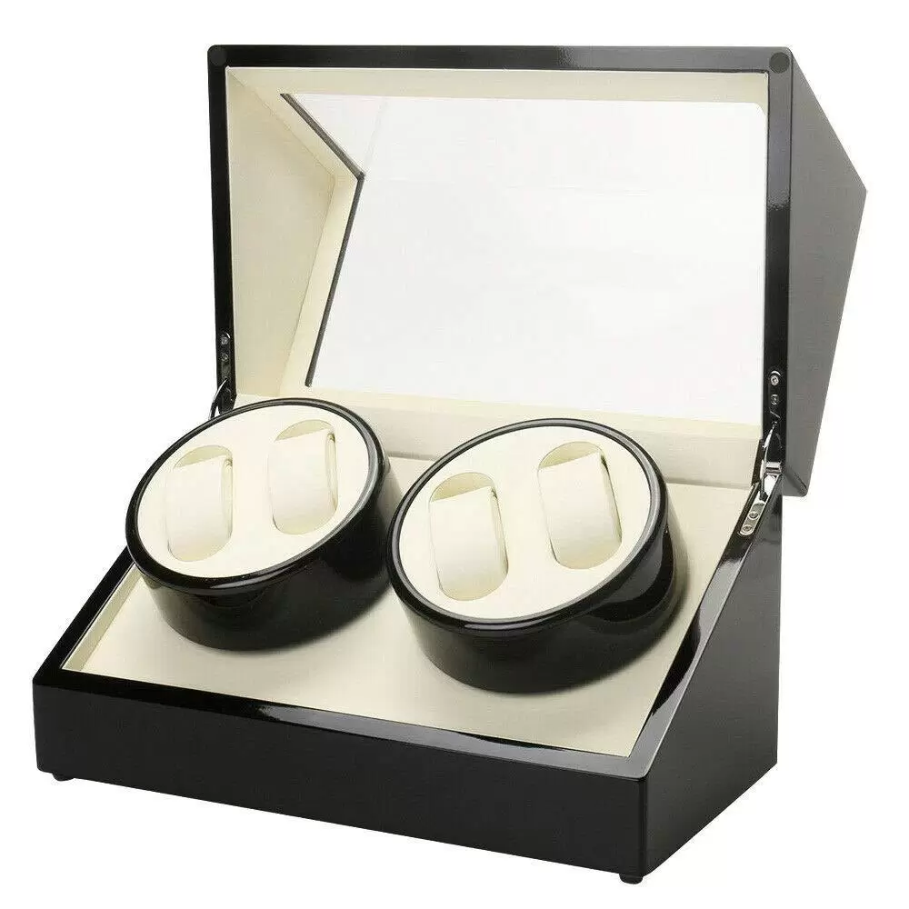 CNCEST Automatik Uhrenbeweger Holz Watch Winder Box Uhrenkasten für 4 + 0 Uhren