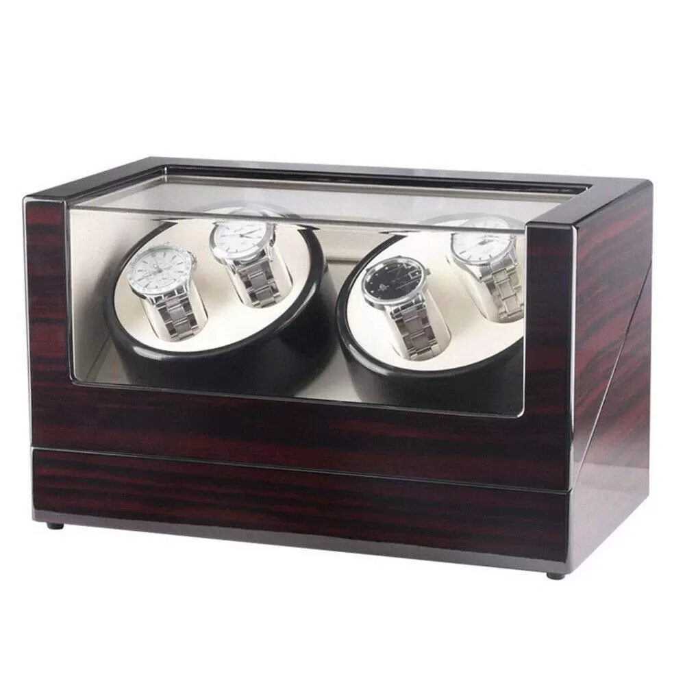 CNCEST Weihnachtsgeschenk 4+0 Uhren Automatik Uhrenbeweger Uhrenbox Watch Winder Uhrenkasten Collector Box