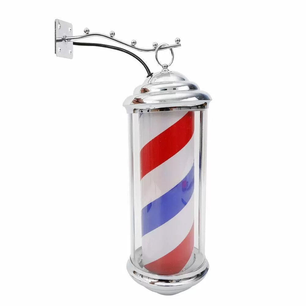 LED Classic Barber Pole Schwarz Weiß Beleuchtung Und Rotierenden Streifen Friseursalon