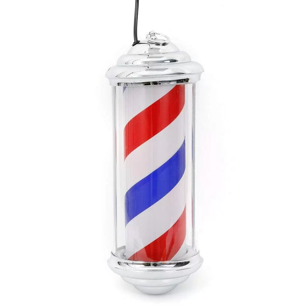 LED Classic Barber Pole Schwarz Weiß Beleuchtung Und Rotierenden Streifen Friseursalon