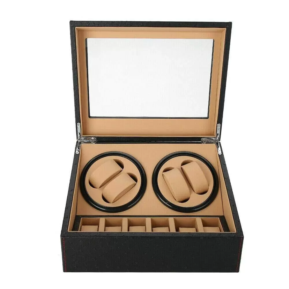 CNCEST Geschenke Automatik Uhrenbeweger Holz Watch Winder Box Uhrenkasten für 4 + 6 Uhren