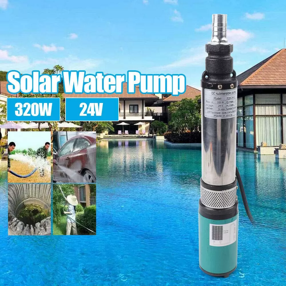 24V 320W Edelstahl Solar Tauchpumpe Tiefbrunnenpumpe 5m³/h 25 m/ 82 ft