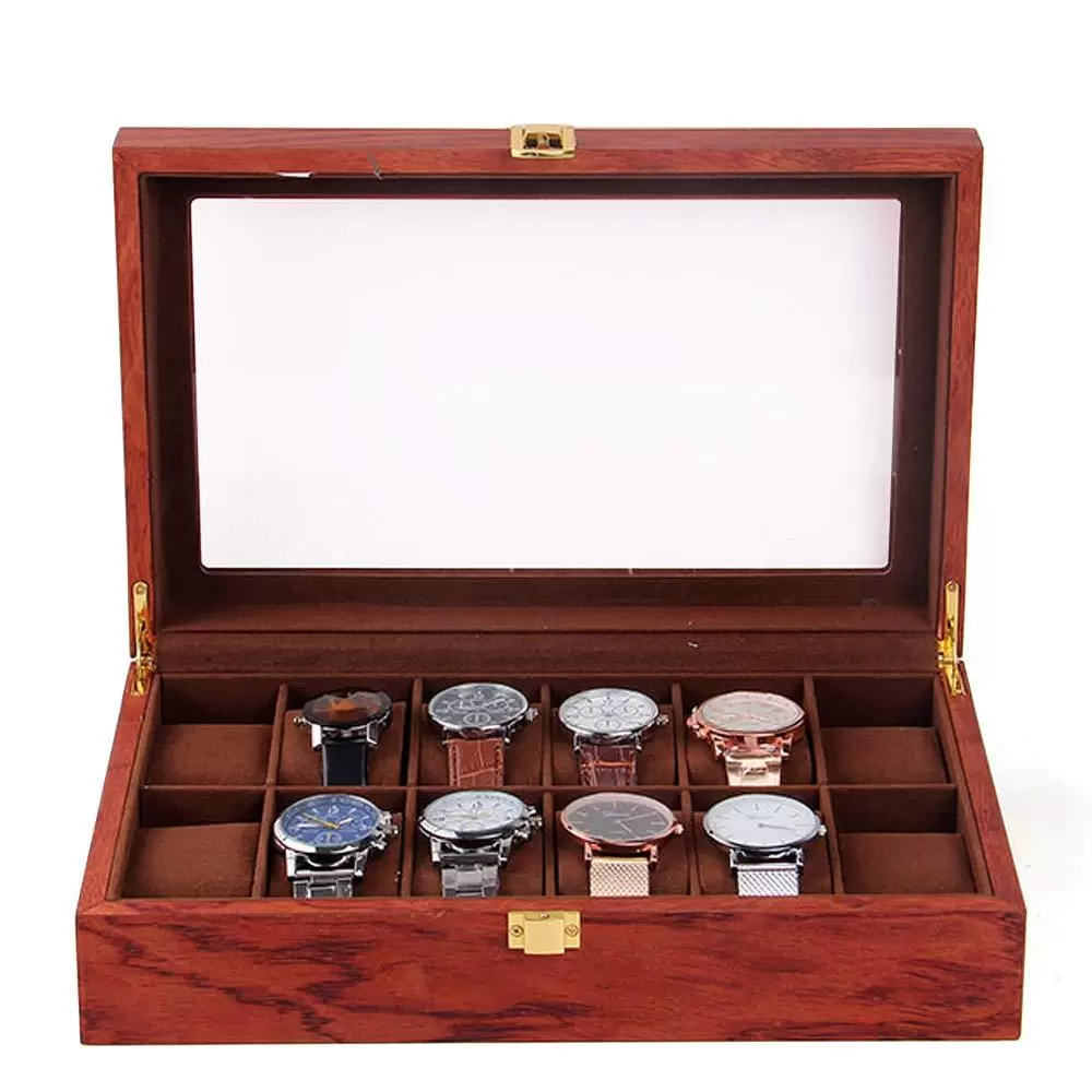 6/10/12 Uhrenbox aus Holz und Samtstoff Vintage Uhrenschatulle Display Organizer Uhrenschachtel 6/10/12 Uhrenbox aus Holz und Samtstoff Vintage Uhrenschatulle Display Organizer Uhrenschachtel