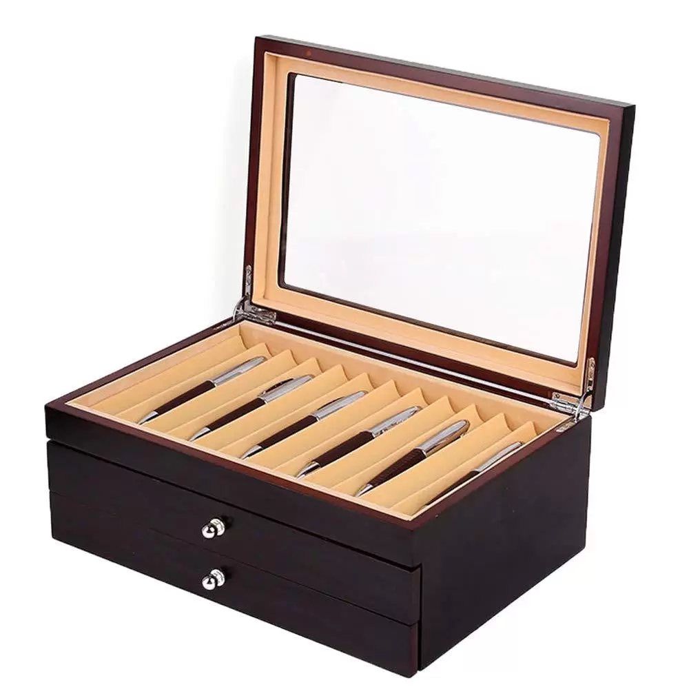 Geschenk 3 Layer 34 Slot Stifte Sammelbox Stifthalterbox mit 3 Ebene Vitrine Federhalter Display Organizer Box