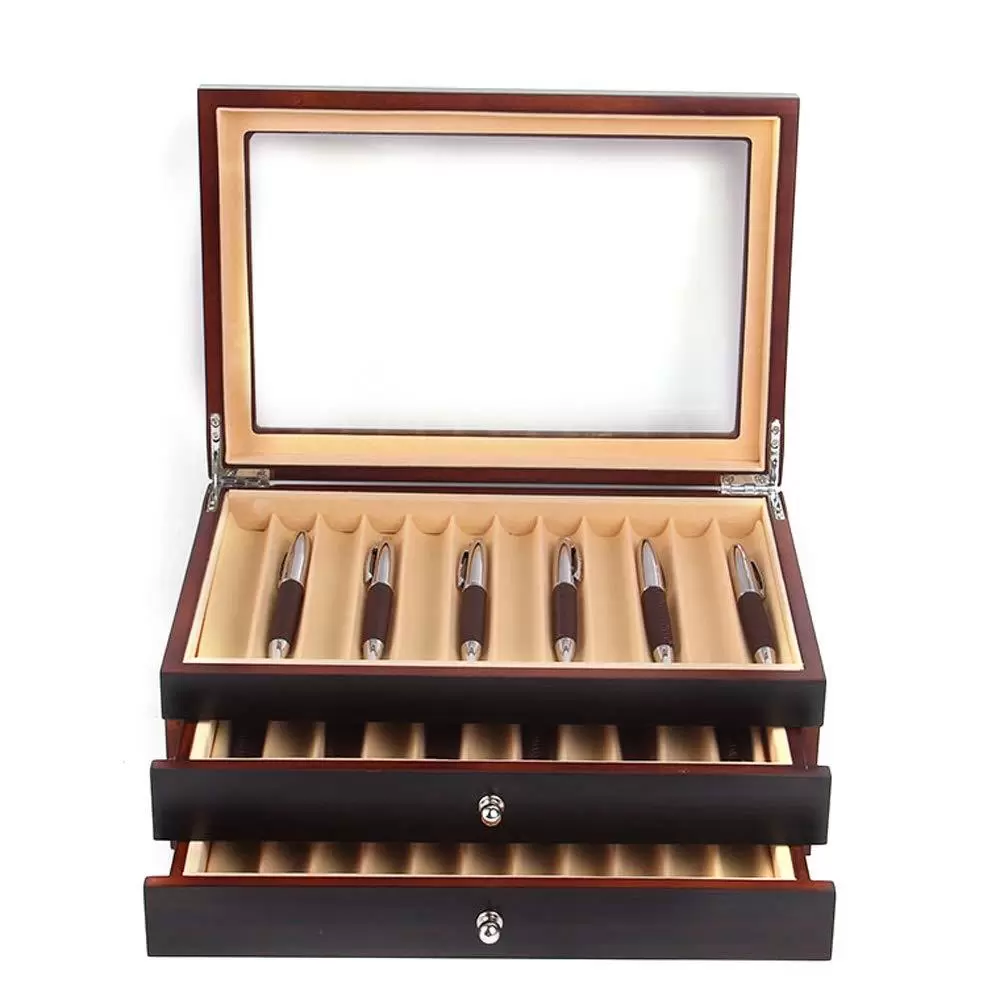 Geschenk 3 Layer 34 Slot Stifte Sammelbox Stifthalterbox mit 3 Ebene Vitrine Federhalter Display Organizer Box