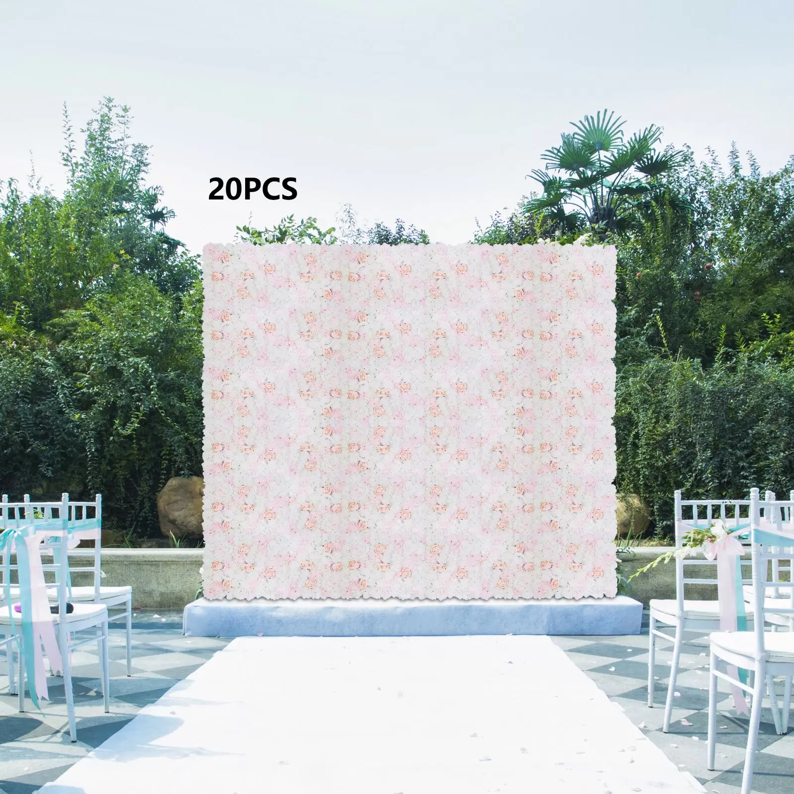Künstliche Blumenwand DIY Hochzeit Hintergrund 20-teiliges Romantische Kunstblumen Wall