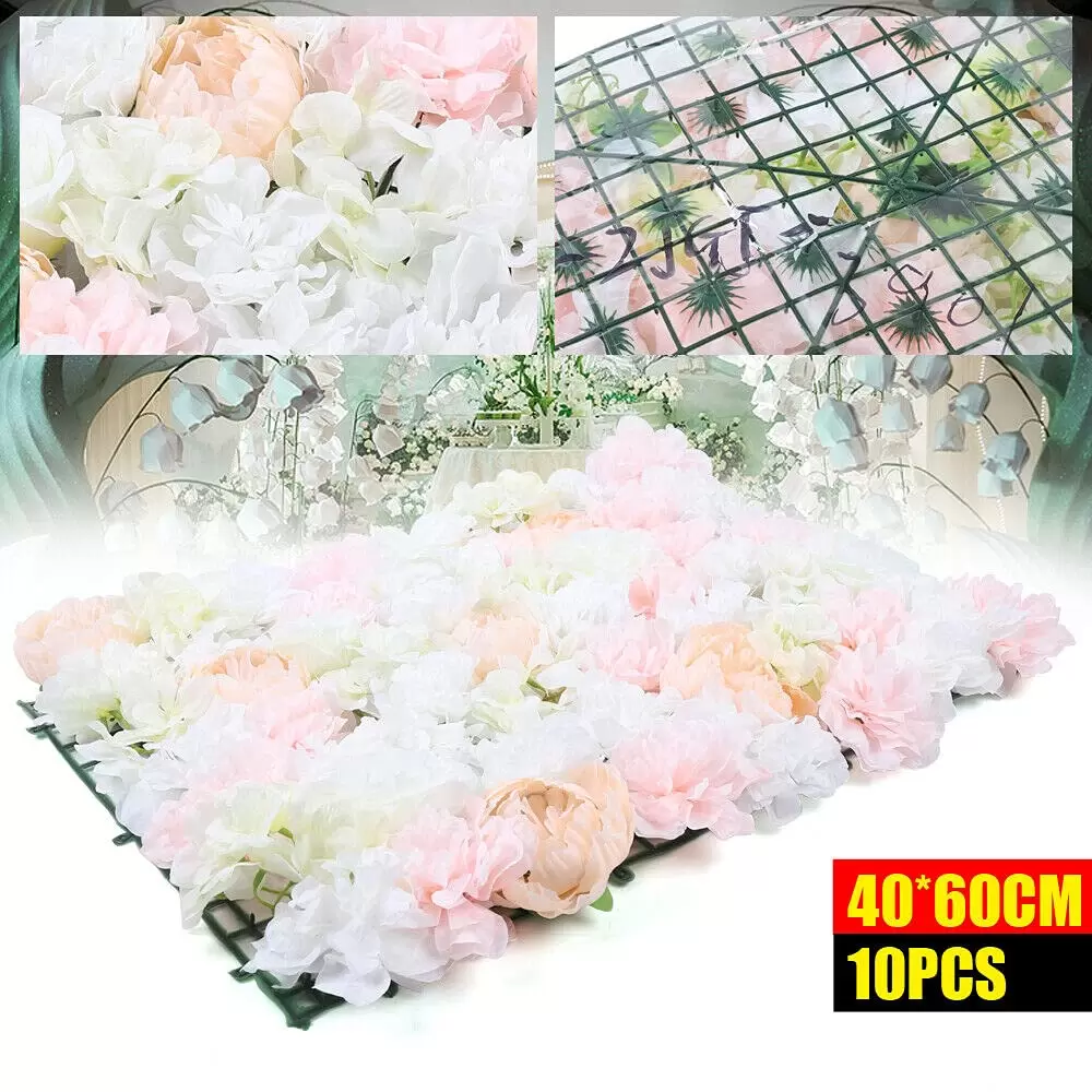 40*60 cm 10x Kunstblumenwand Rose Wand, Gartenhochzeitsdekoration Kunstblumenbrett