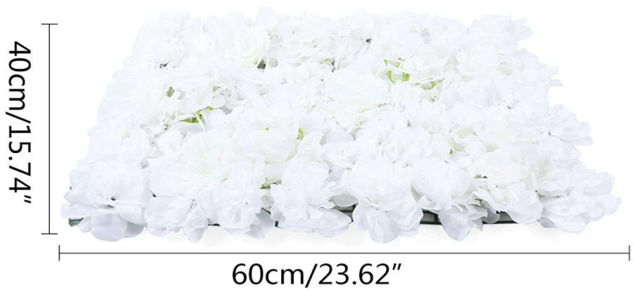 15 Stück Künstliche Blumenwand Rosenwand Weiß Kunstblumen Panel DIY Hochzeit Blumendekor Hintergrund