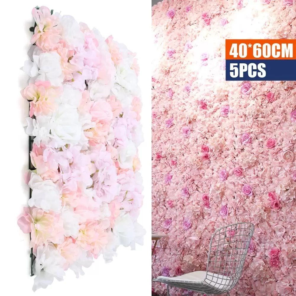 5 stücke Silk Flower Wall Panels Hochzeit Hintergrund Venue Decor Zaun Bildschirm Wand Panels