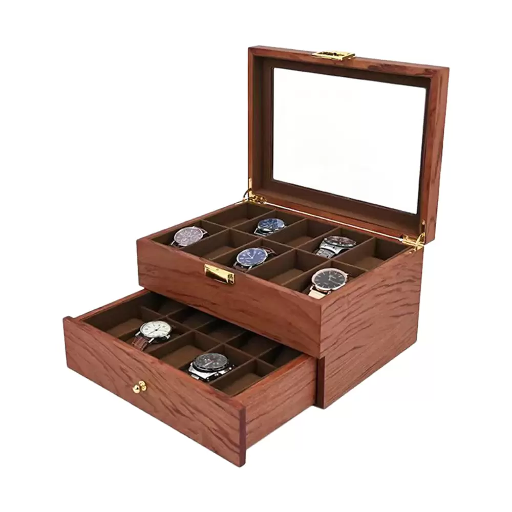 Elegant Uhrenbox Uhren Organizer aus Holz Doppelschicht Uhrenkoffer für 20 Uhrenr Elegant Uhrenbox Uhren Organizer aus Holz Doppelschicht Uhrenkoffer für 20 Uhrenr