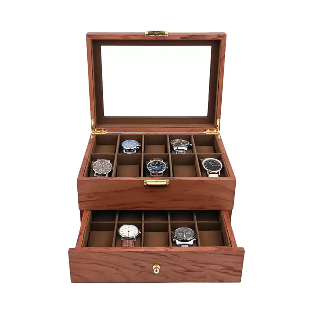 Elegant Uhrenbox Uhren Organizer aus Holz Doppelschicht Uhrenkoffer für 20 Uhrenr Elegant Uhrenbox Uhren Organizer aus Holz Doppelschicht Uhrenkoffer für 20 Uhrenr
