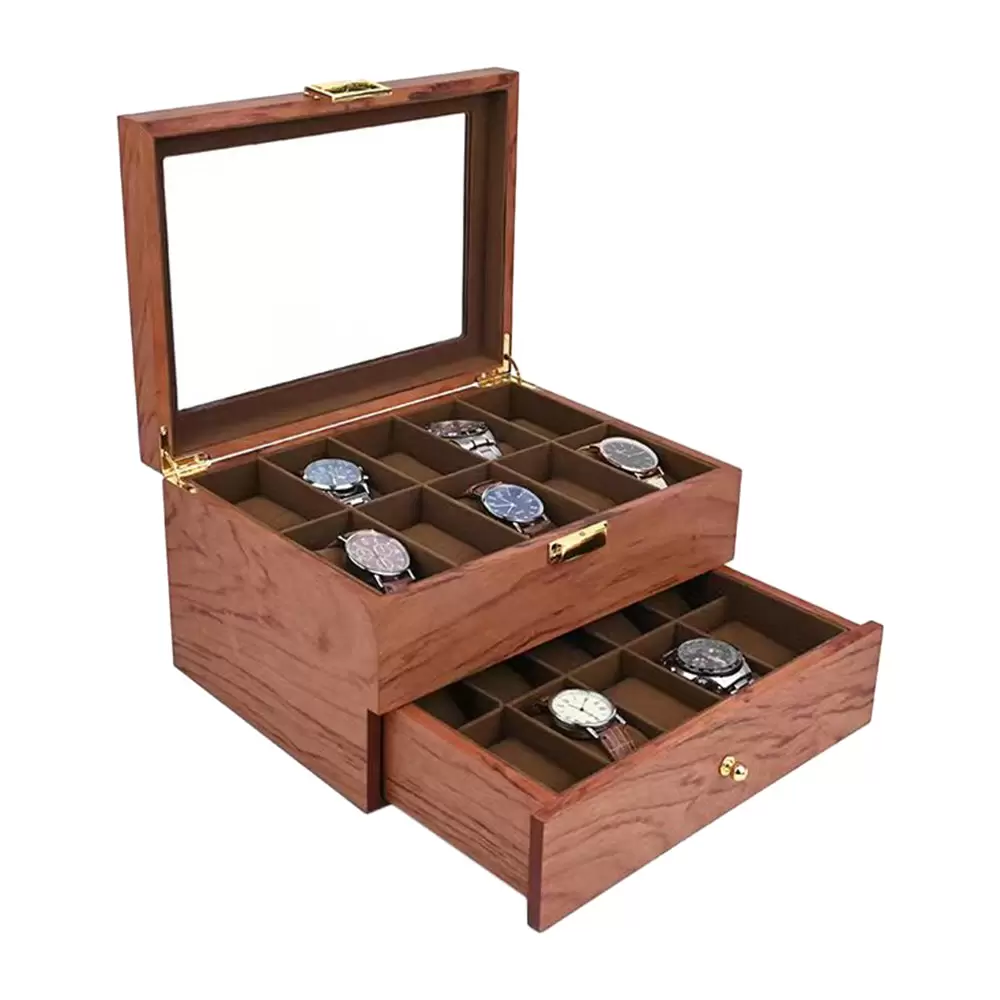Elegant Uhrenbox Uhren Organizer aus Holz Doppelschicht Uhrenkoffer für 20 Uhrenr Elegant Uhrenbox Uhren Organizer aus Holz Doppelschicht Uhrenkoffer für 20 Uhrenr
