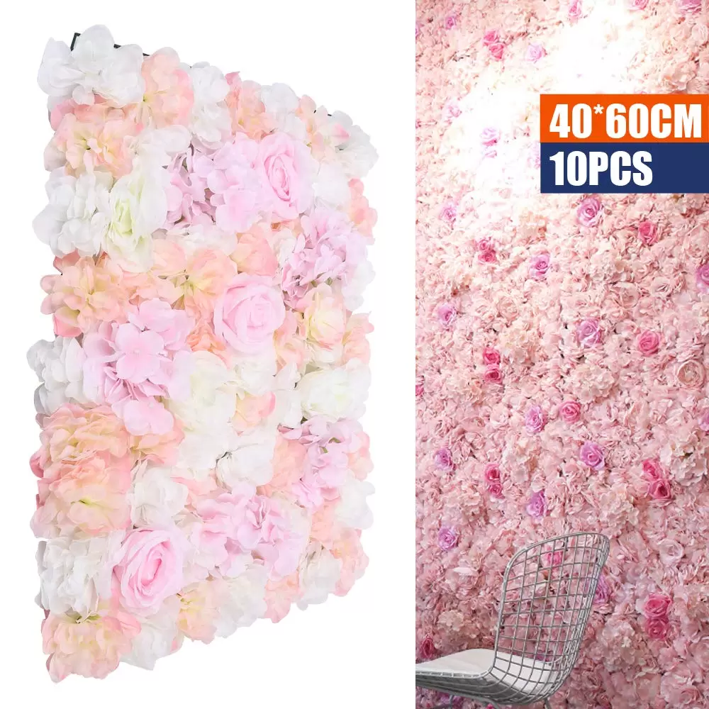 10 Stück Künstliche rosafarbene Hortensieblumenwand Wand Seidenblume für Garten Hochzeit