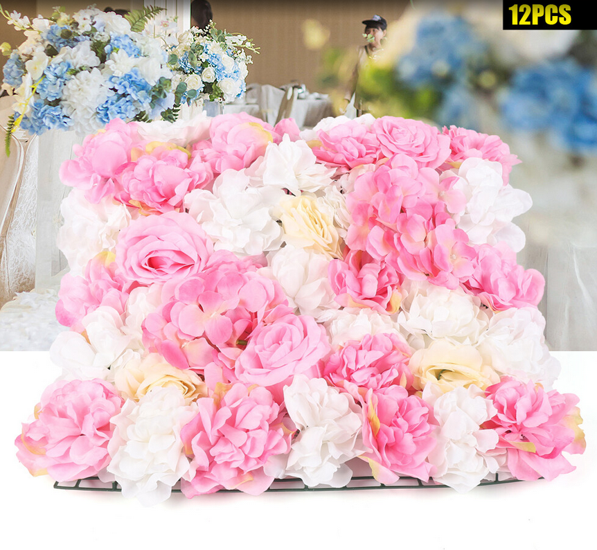 Künstliche Blumen Säule Wand 12er-Set Kunstblumen Blumenwand Rosenwand Blumen