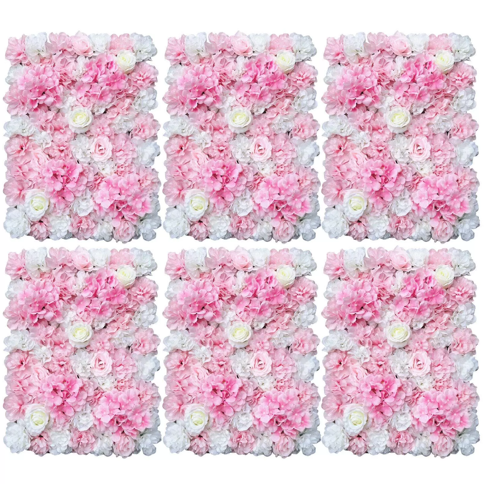 6X 40 * 60cm Künstliche Blumenwand Rosenwand DIY Hochzeit Straße Hintergrund (Weiße Dahlie)