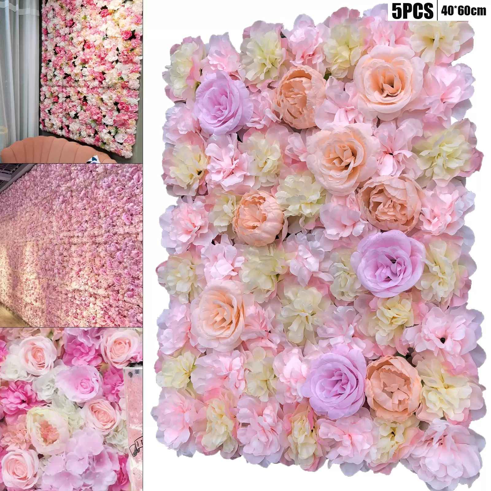 5X Künstliche Blumenwand Rosenwand, DIY Hochzeit Straße Hintergrund