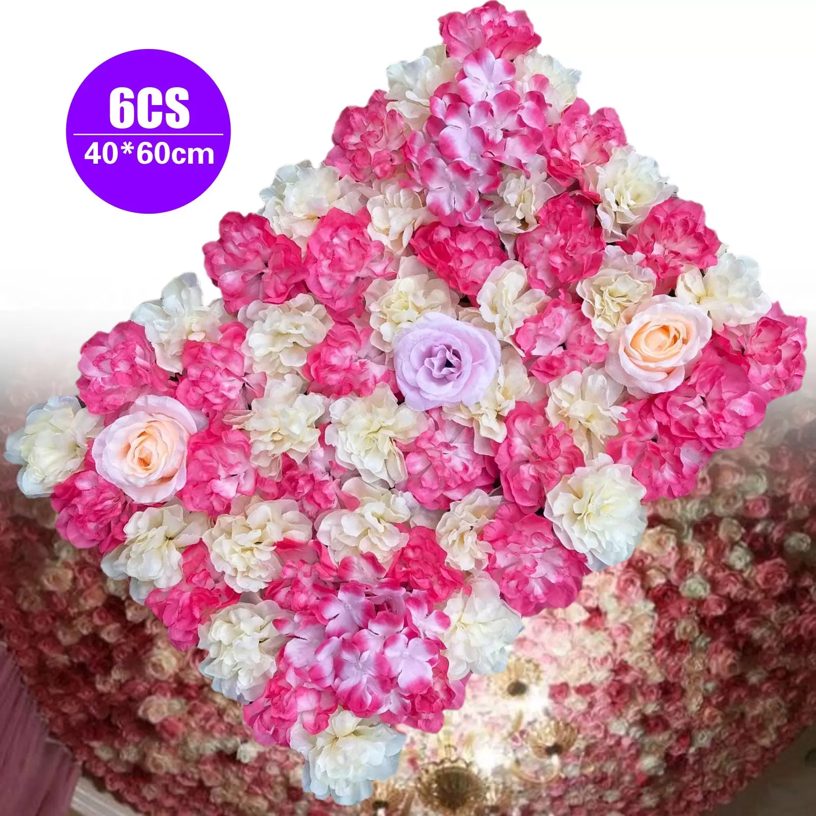 6 Stück Künstliche Blumen Säule Wand Kunstblumen Blumenwand Rosenwand