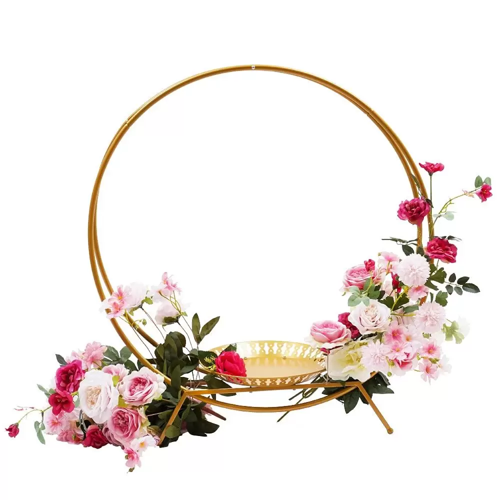 80cm Runde Hochzeitsbogen Metall Durchmesser Metallkuchen Blumenständer  (Gold)