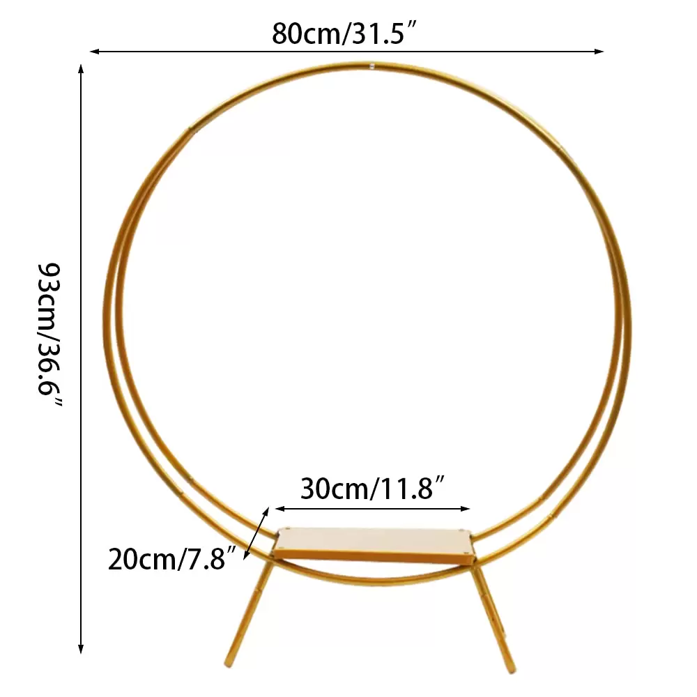 CNCEST Hochzeit Kuchenständer Doppelstangen Bogengestell Tortenständer Hochzeitsbogen Ø 80 cm Dekoration Gold