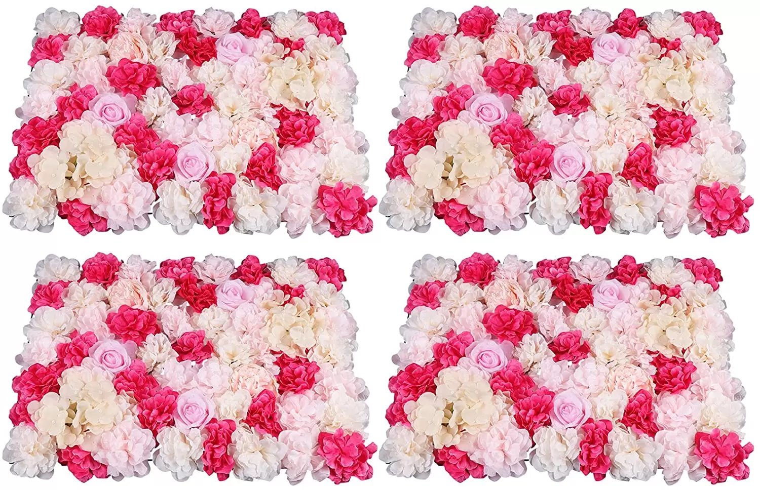 4X Künstliche Blumenwand Seidenblume Kunstblumen Panel für Garten Hochzeit Deko