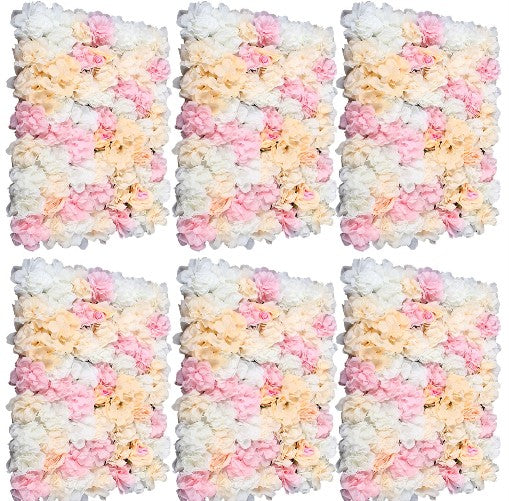 6 Stück Künstliche Blumenwand Hellrosa Champagner Rosenwand Hochzeit Blumendekor