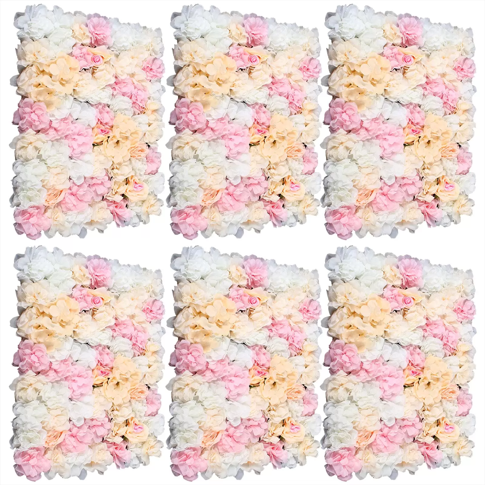 6 Stück Künstliche Blumenwand Hellrosa Champagner Rosenwand Hochzeit Blumendekor