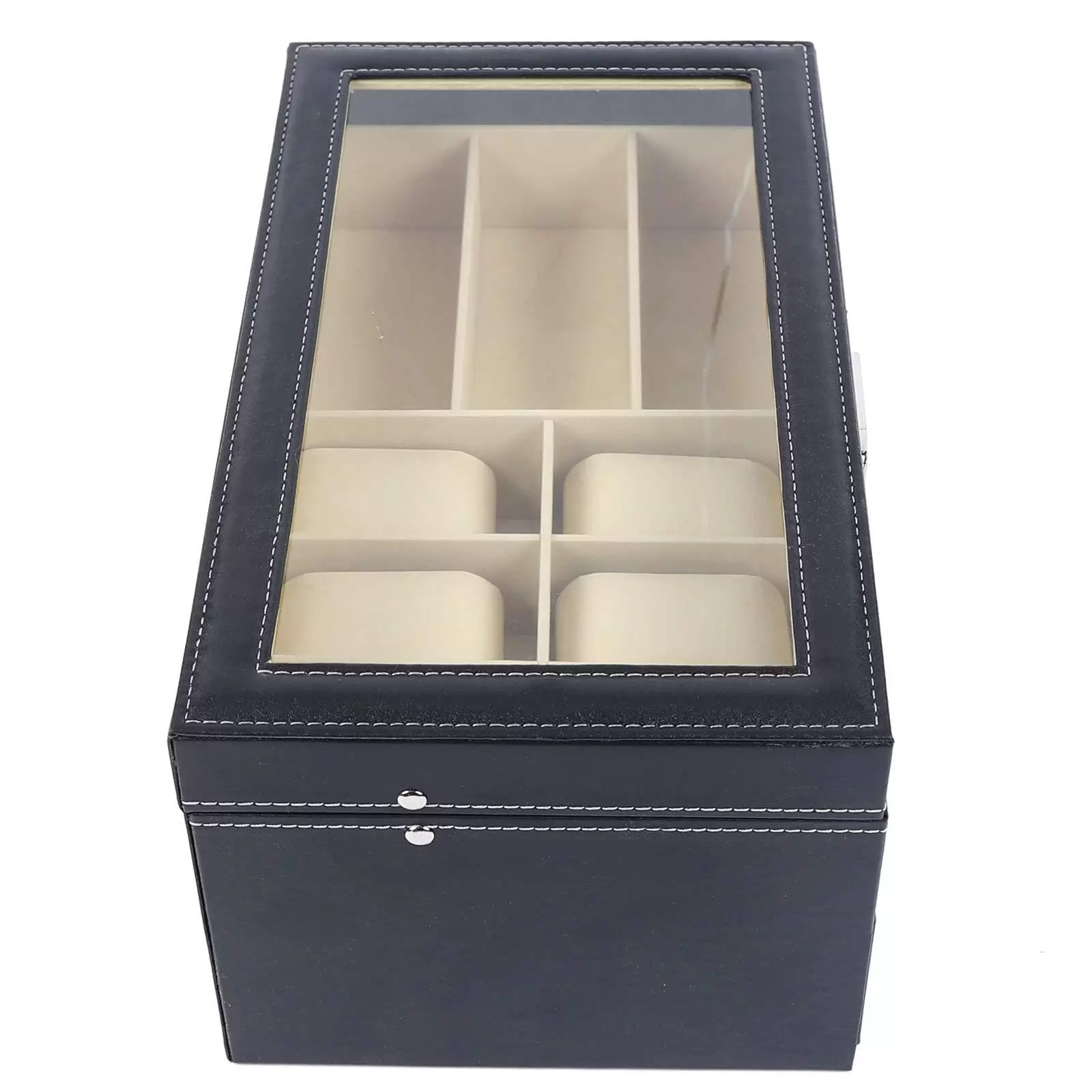 Geschenk Uhrenbox Schwarz Uhrenkoffer Pu Leder Für 6 Uhrenkasten+9 Brillentuis