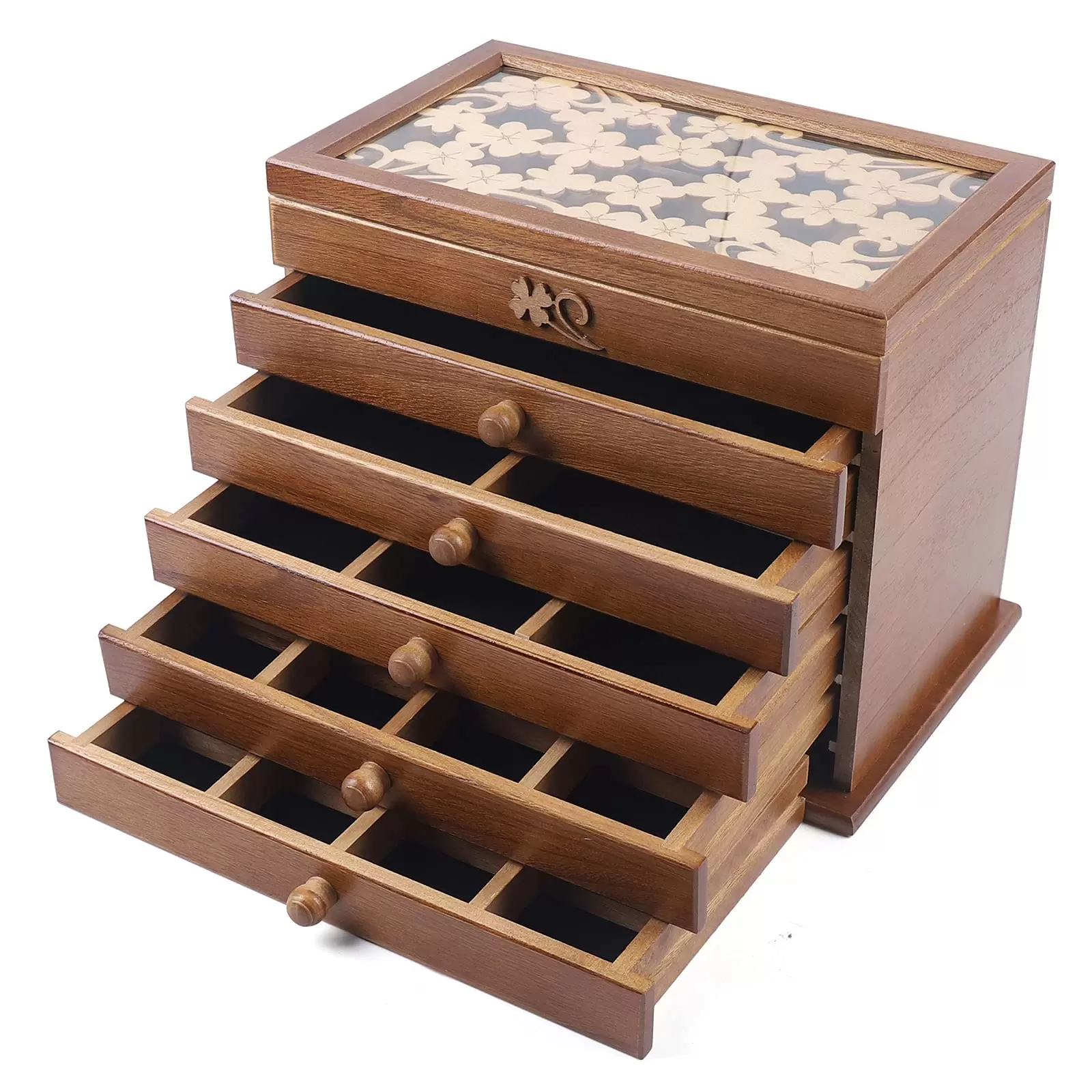Schmuckkästchen Schmuckschatulle mit 5 Ebenen Größe Schmuckbox aus Holz mit Schubladen