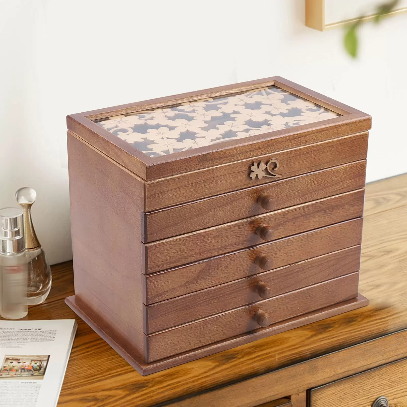 Schmuckkästchen Schmuckschatulle mit 5 Ebenen Größe Schmuckbox aus Holz mit Schubladen Schmuckkästchen Schmuckschatulle mit 5 Ebenen Größe Schmuckbox aus Holz mit Schubladen