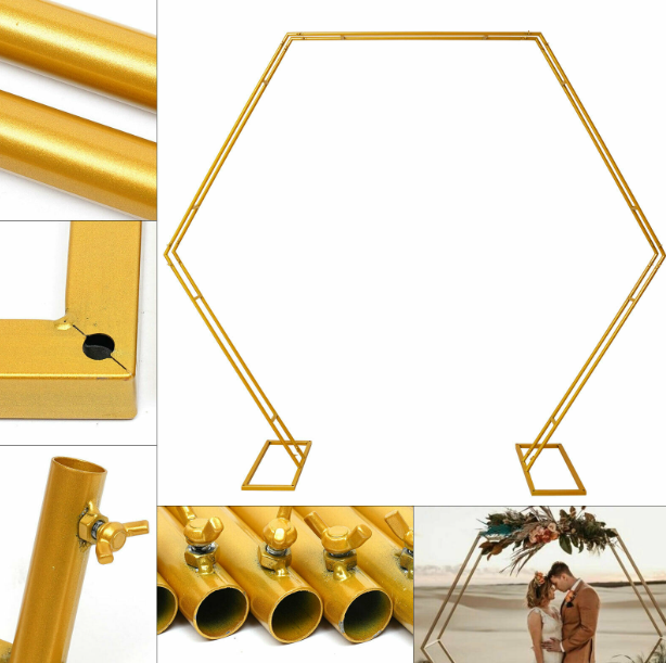 Hochzeitsbogen Ballon Bogen Kit Wiederverwendbar Golden Hexagon Dekorationen Blumenständer
