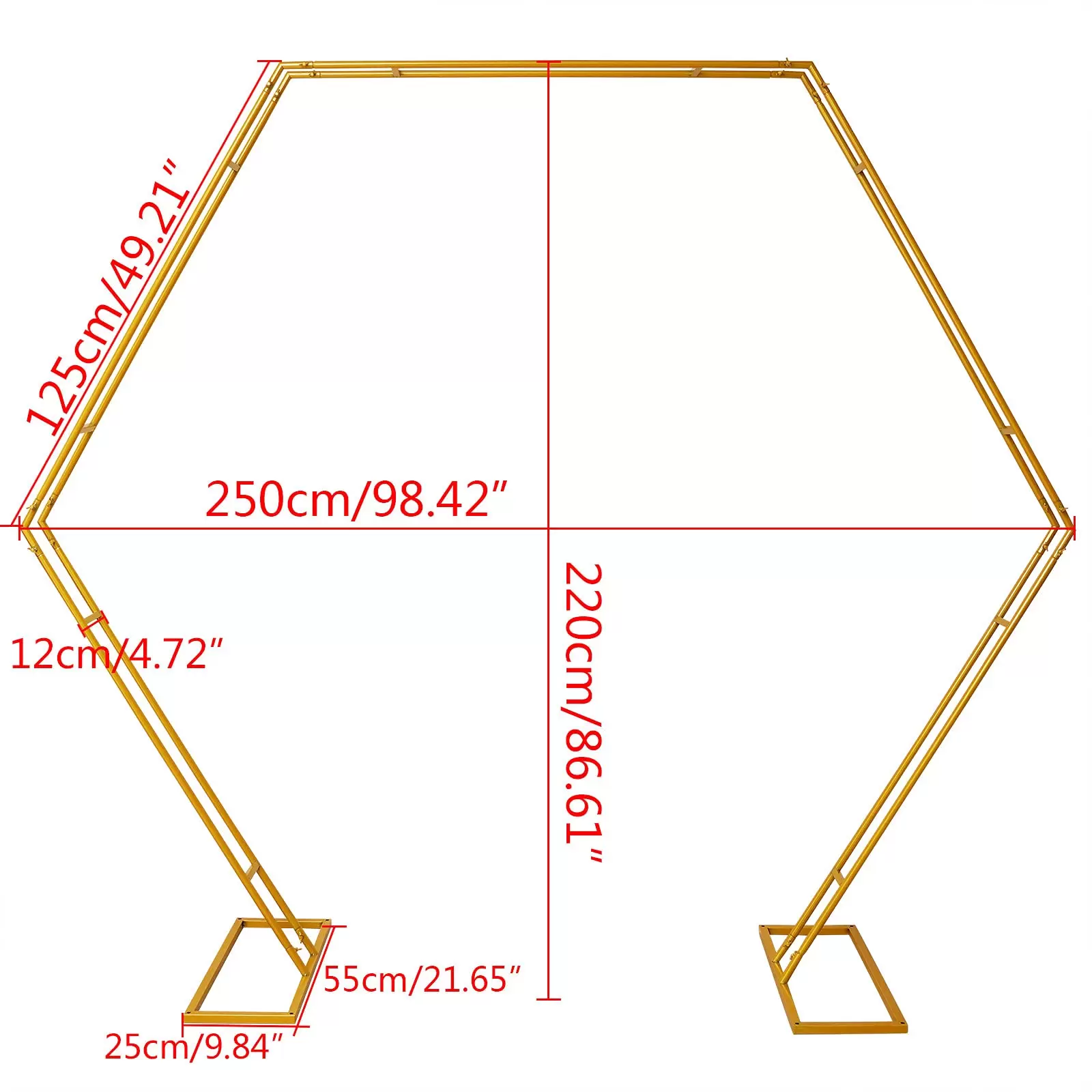 2,2x2,5m Hochzeitsbogen Ballon Bogen Kit Wiederverwendbar Golden Hexagon Dekorationen Blumenständer