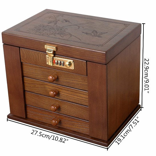 Schmuckkästen Retro Holz 5 Layers Schmuckschatulle Mit Schublade
