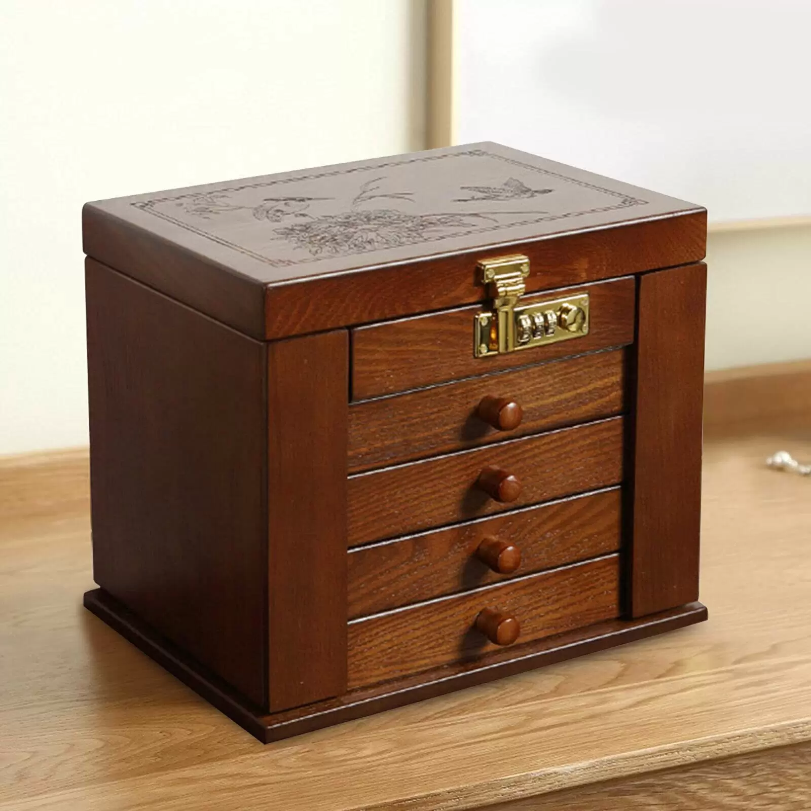 Schmuckkästen Retro Holz 5 Layers Schmuckschatulle Mit Schublade Schmuckkästen Retro Holz 5 Layers Schmuckschatulle Mit Schublade