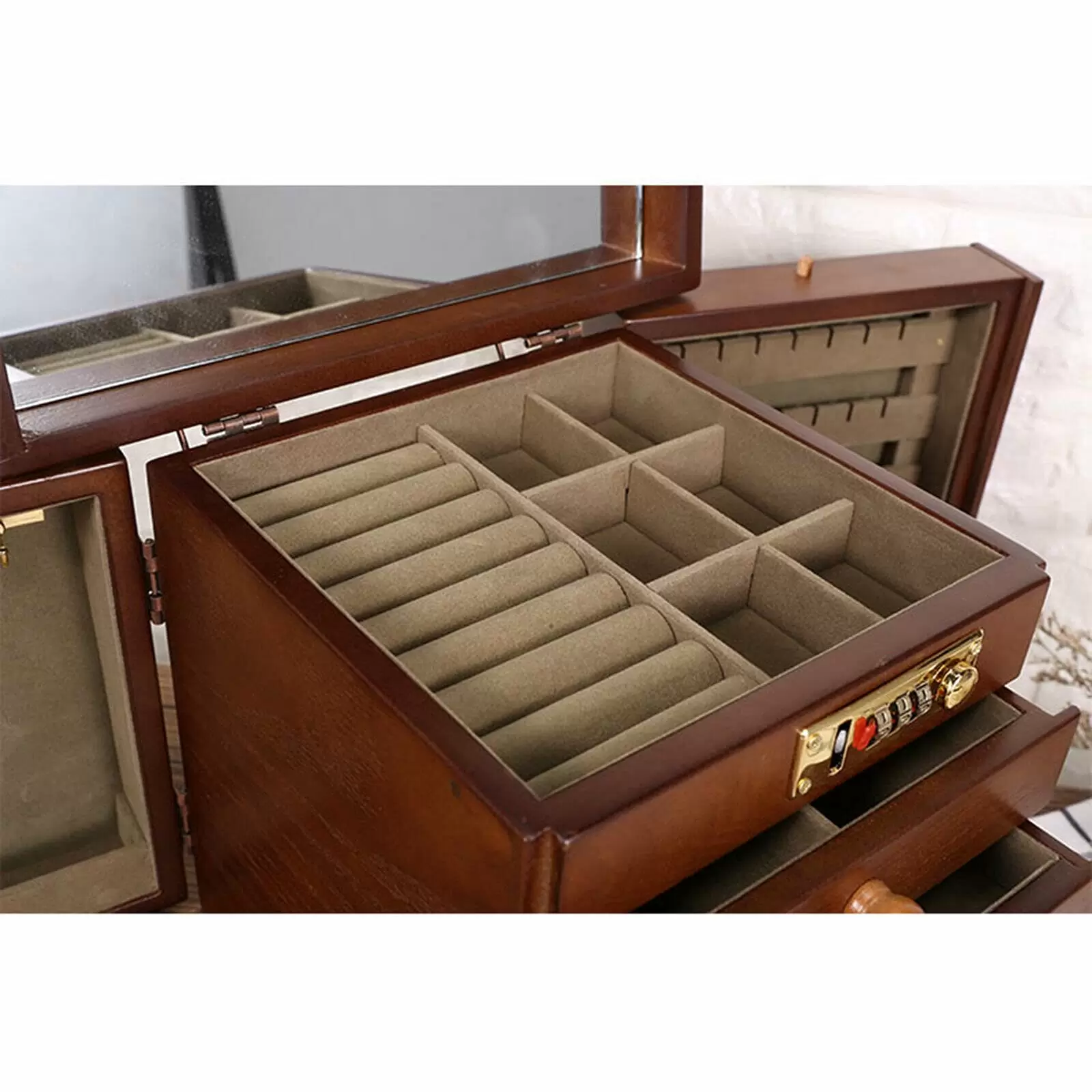 Schmuckkästen Retro Holz 5 Layers Schmuckschatulle Mit Schublade Schmuckkästen Retro Holz 5 Layers Schmuckschatulle Mit Schublade