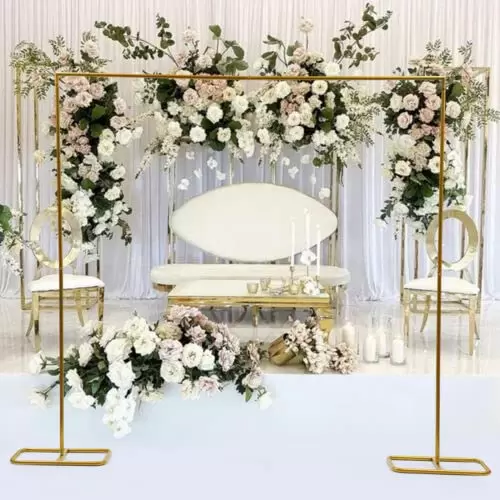 2 * 2.1m Hochzeit Bogen DIY Blume Ballon Rack Hintergrund Requisite Eisen Bogen Blumenständer für Hochzeit Party Dekor (Gold)
