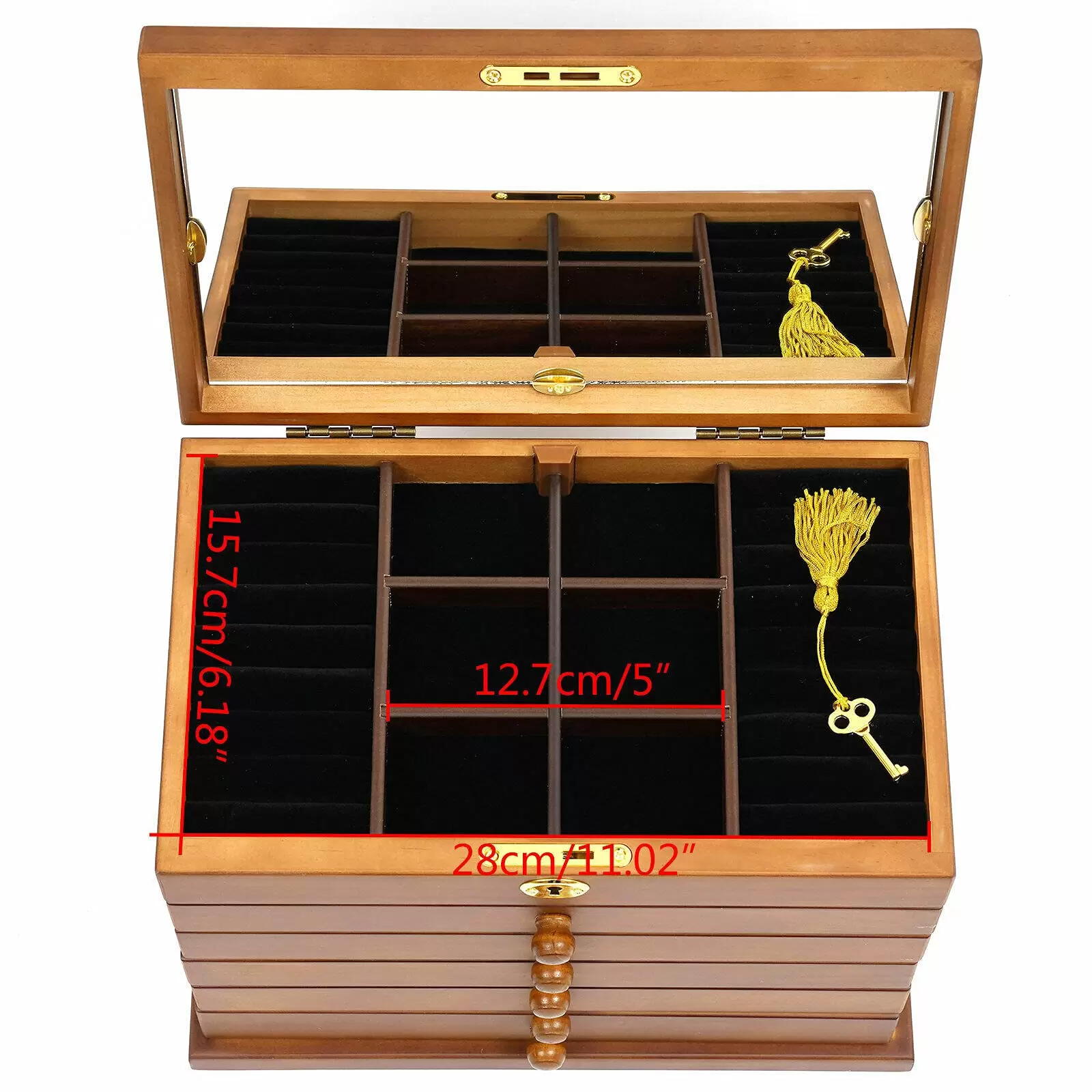 6 Ebenen Schmuckschränke Schmuck Aufbewahrungsbox Für Armbänder Halskette Ringe
