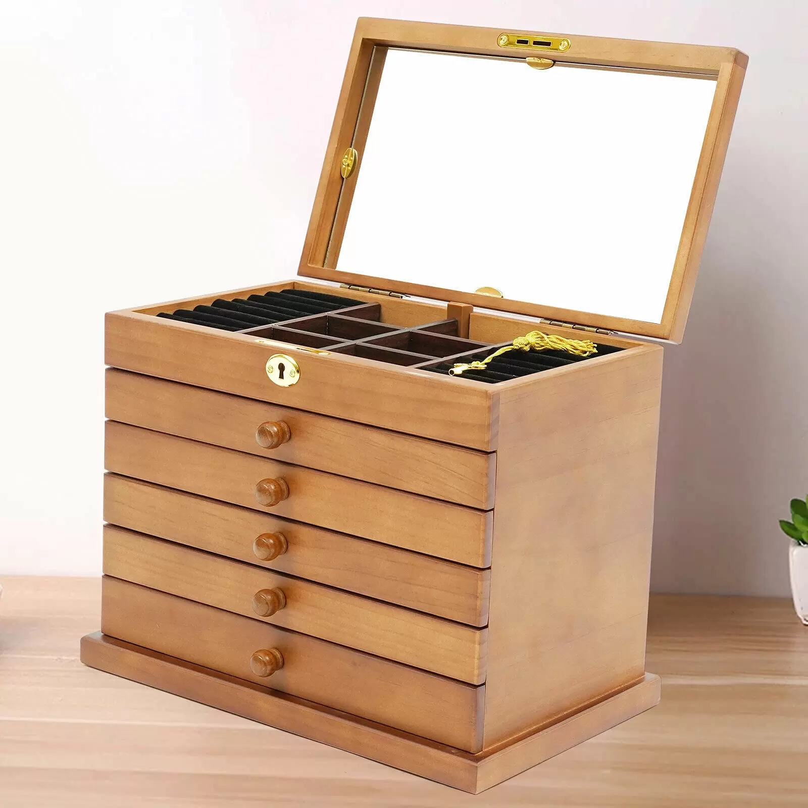 6 Ebenen Schmuckschränke Schmuck Aufbewahrungsbox Für Armbänder Halskette Ringe