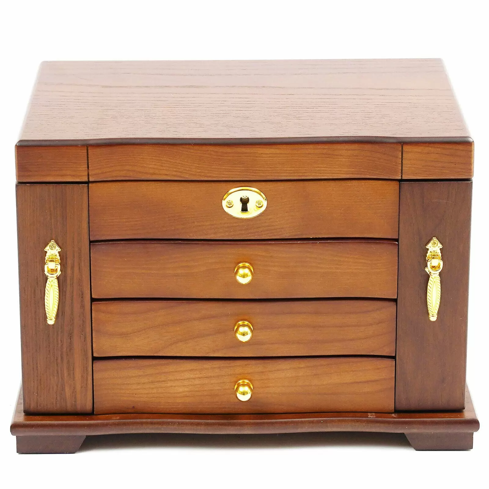 4 Schicht Holz Schmuckschatulle Make-up Schmuckbox Aufbewahrungsbox mit Spiegel 4 Schicht Holz Schmuckschatulle Make-up Schmuckbox Aufbewahrungsbox mit Spiegel