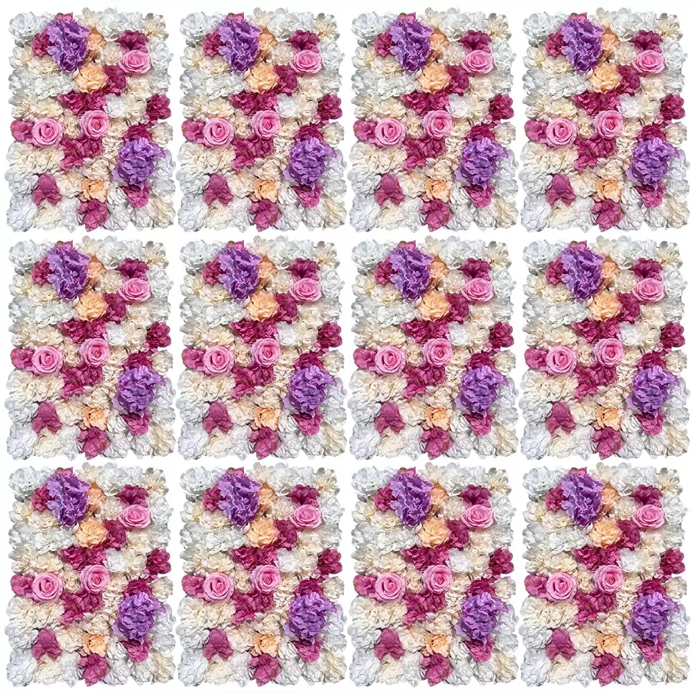 12PCS Künstliche Blumenwand Fake Blumen Kunstblumen Rosenwand Gefälschte Blumenwand Rosen Deko