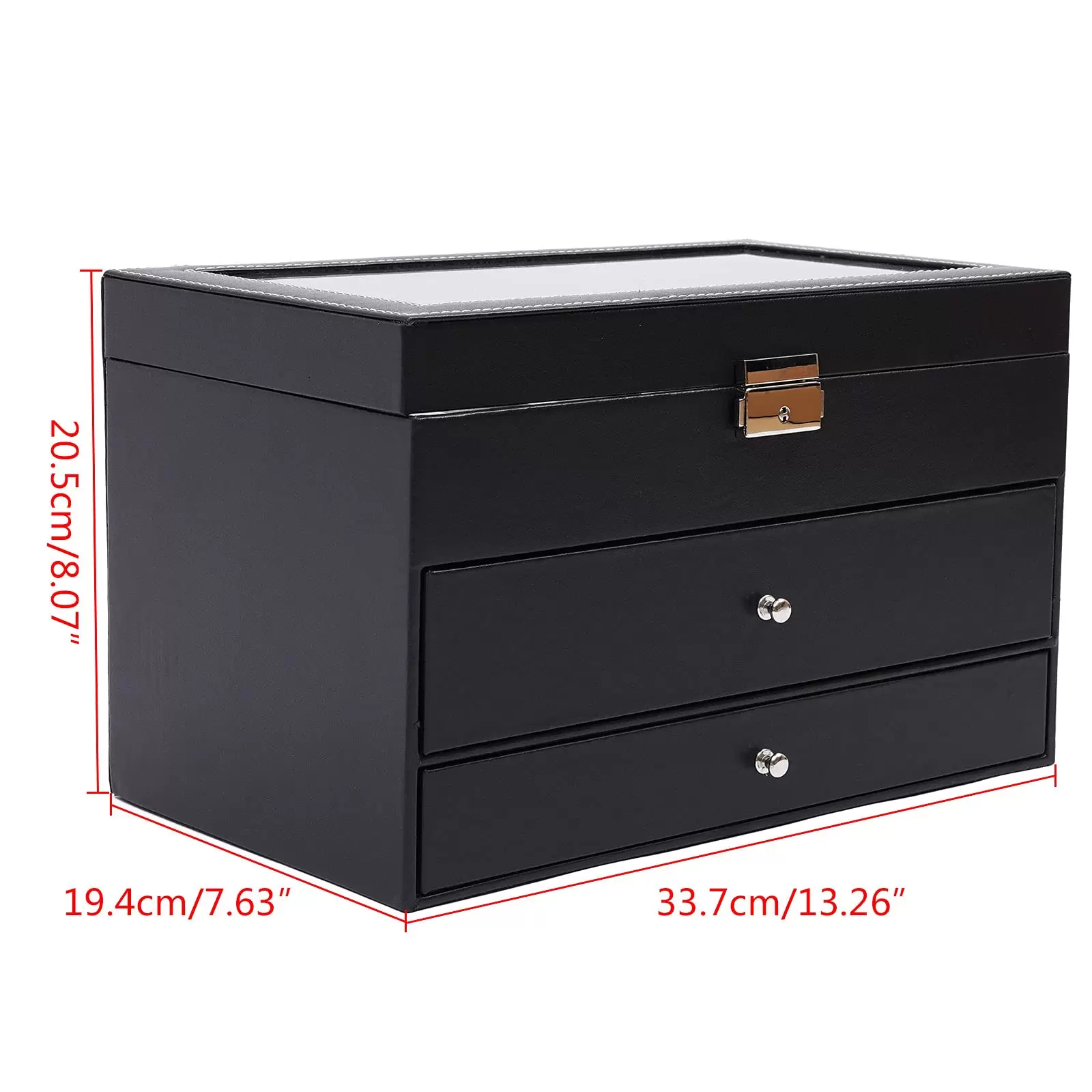3 Schicht 12 Slots Männer Frauen Uhrenbox Uhrenschatulle Pu-Leder Schmuckschrank Schwarz